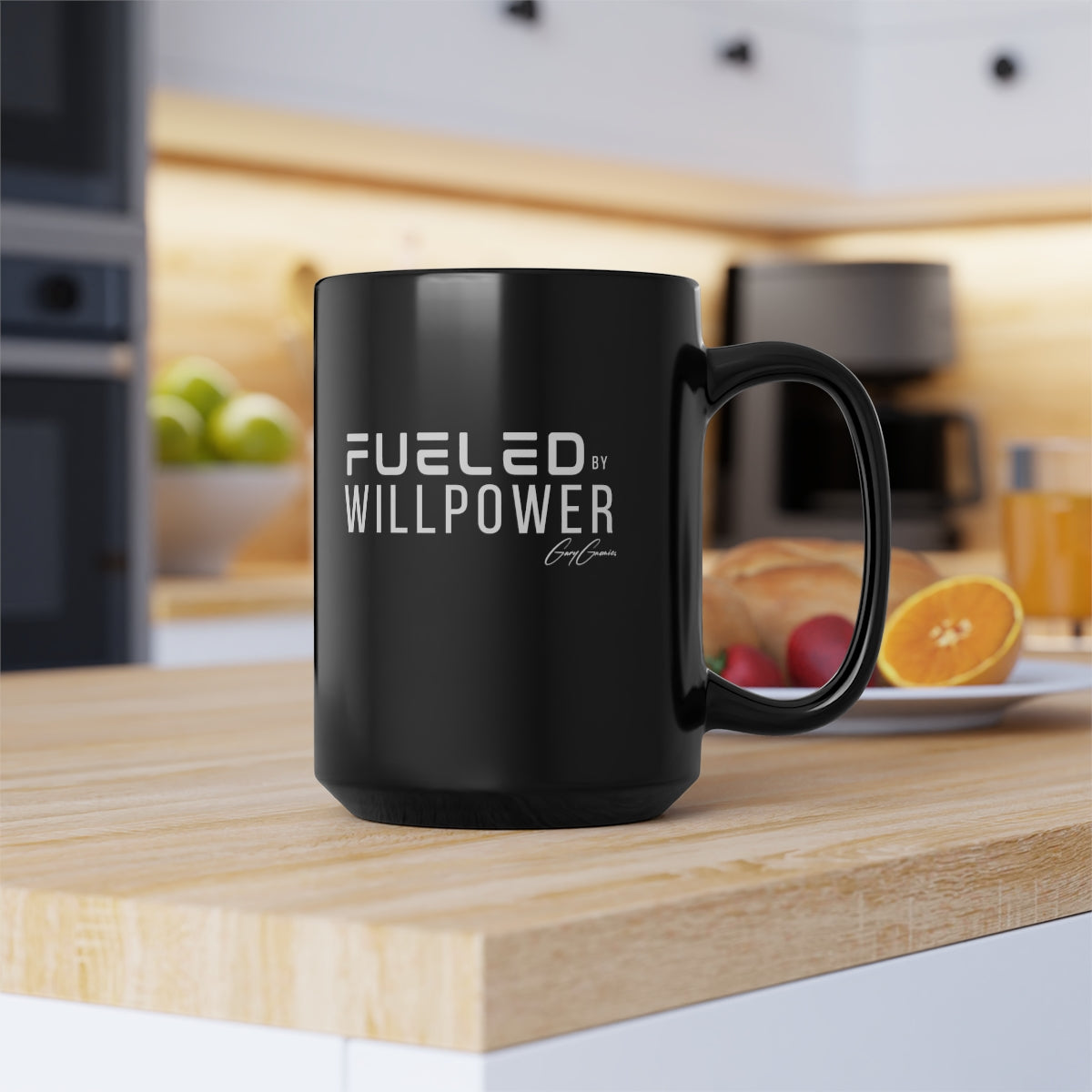 Fueled By Willpower Black Ceramic Coffee Mug, 15oz