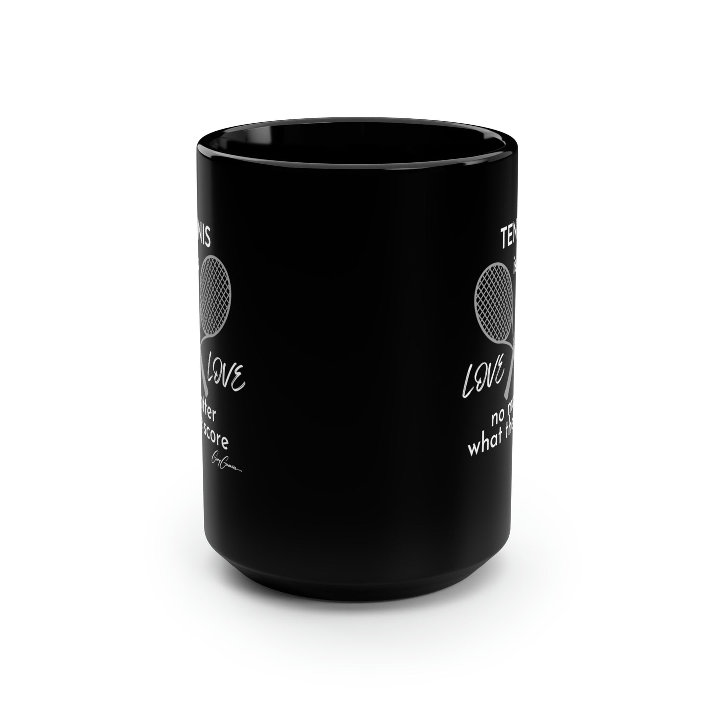 Tennis is Love Love Black Ceramic Coffee Mug, 15oz