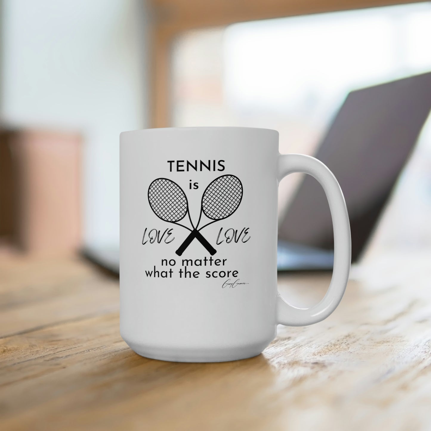 Tennis is Love Love White Ceramic Coffee Mug 15oz