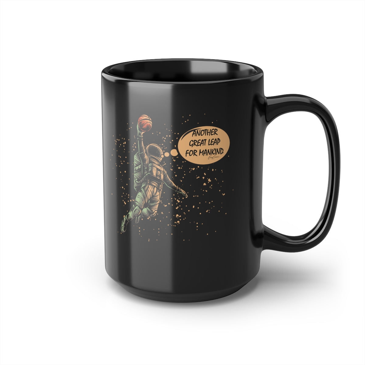 Another Great Leap for Mankind Basketball Black Ceramic Coffee Mug, 15oz