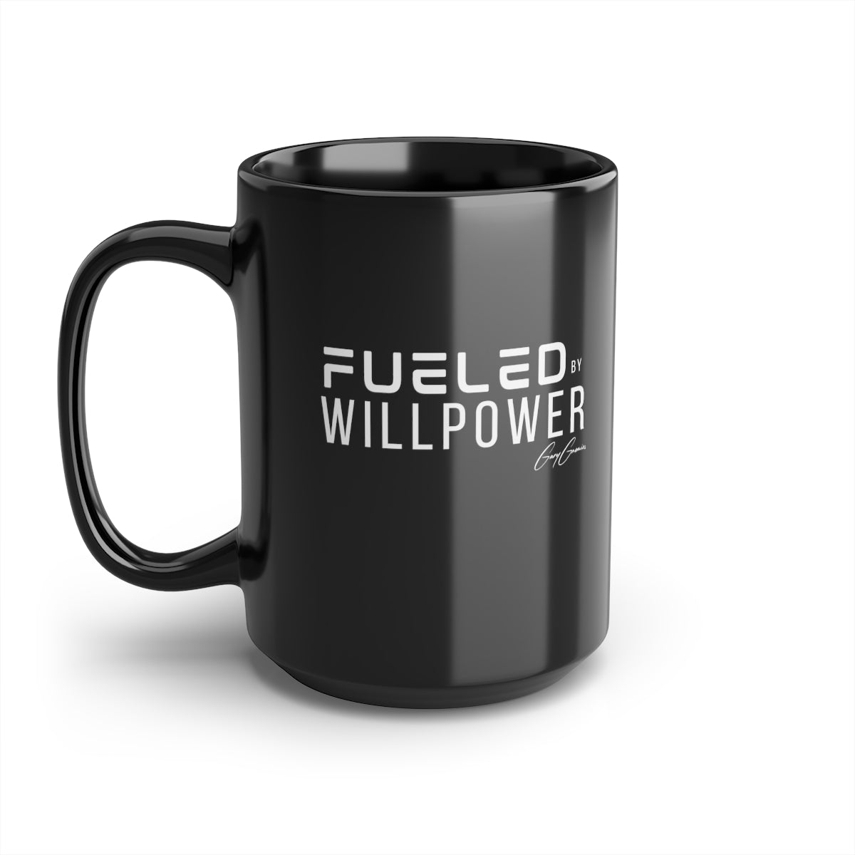 Fueled By Willpower Black Ceramic Coffee Mug, 15oz